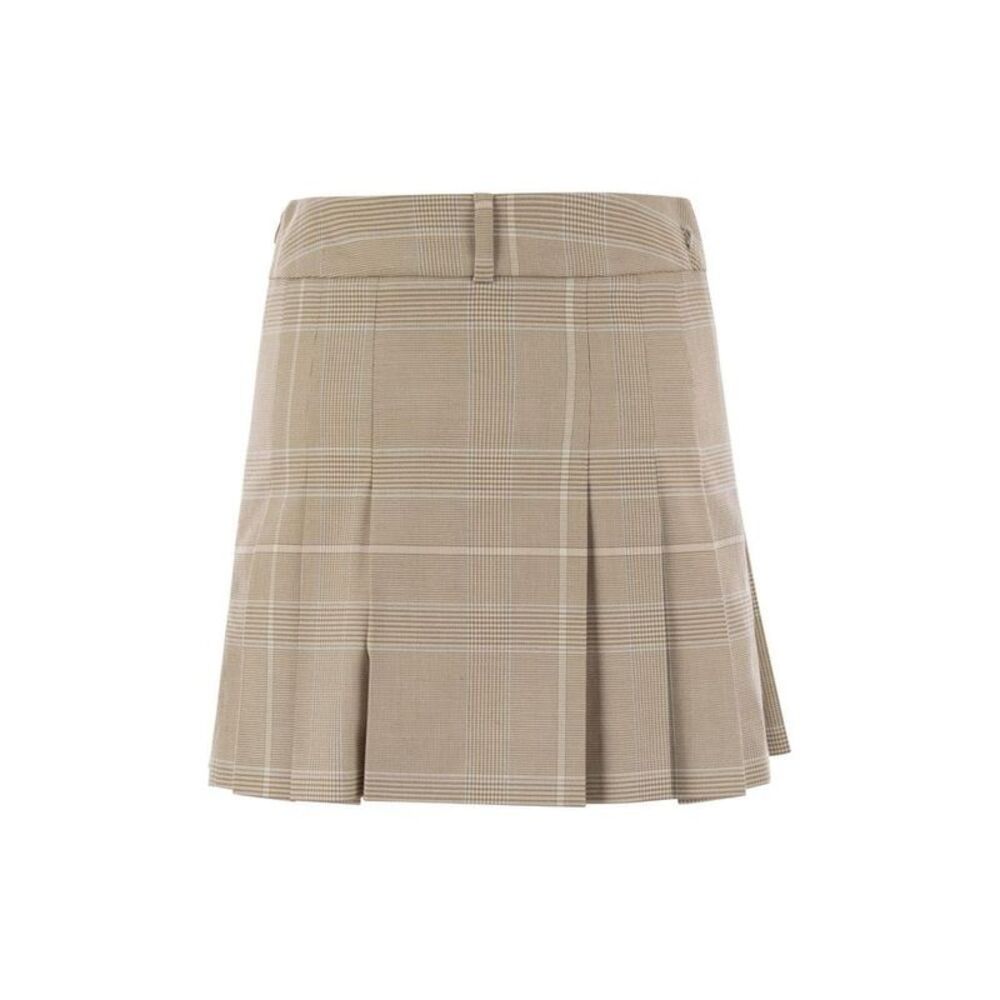 DONDUP Women's Plaid Pleated Mini Skirt Women Beige Skirts